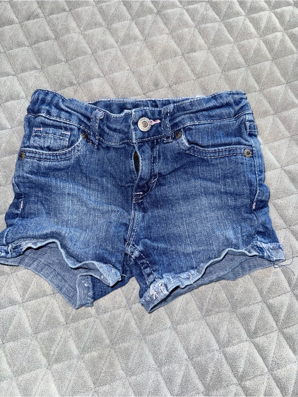 Levi's light blue denim shorty shorts